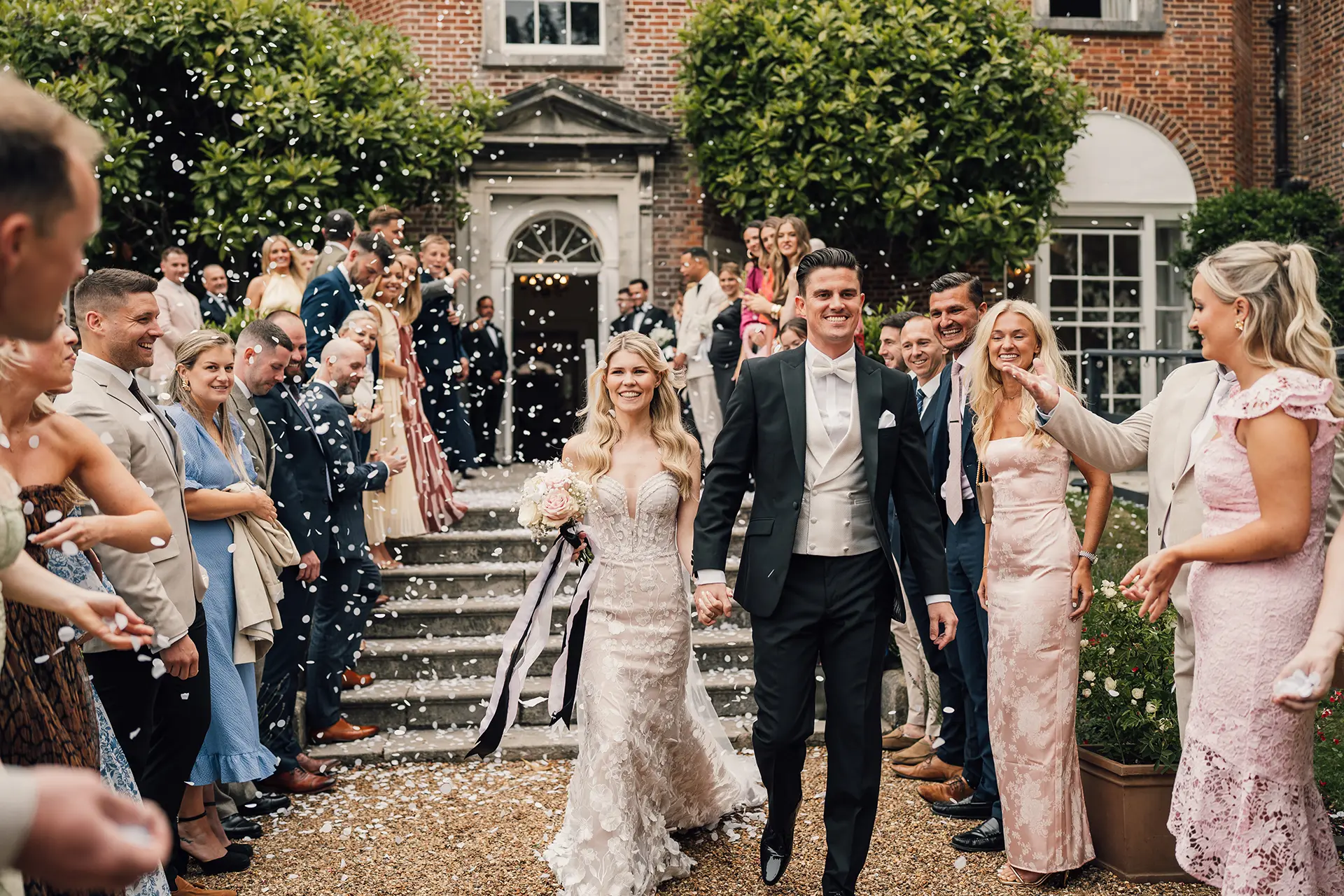Bride and groom just married at Pelham House in spring